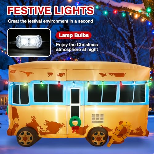 7FT Outdoor Inflatable Christmas RV Decoration with LED Lights - Yard Holiday Decor