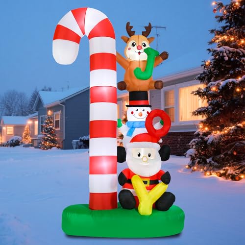 Aircity 8FT Giant Candy Cane Inflatable Christmas Outdoor Decor - Red-Candy Cane Variation