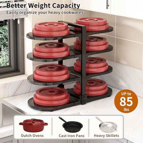 Black Reinforced Heavy Duty 8-Tier Under Cabinet Pot and Pan Organizer