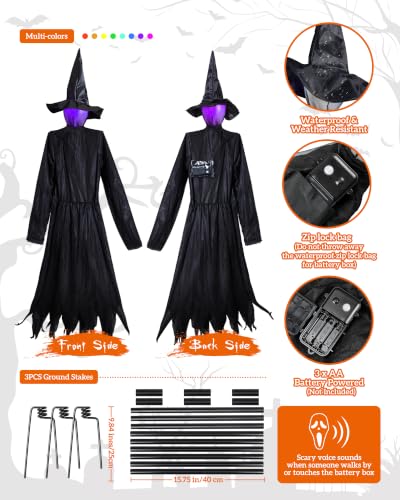 3PCS 5.6FT Halloween Decorations Outdoor Decor Witches Yard Holding