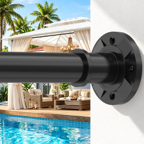 Extra Long Black Tension Curtain Rod 31-168 Inch Heavy Duty Outdoor & Bathroom