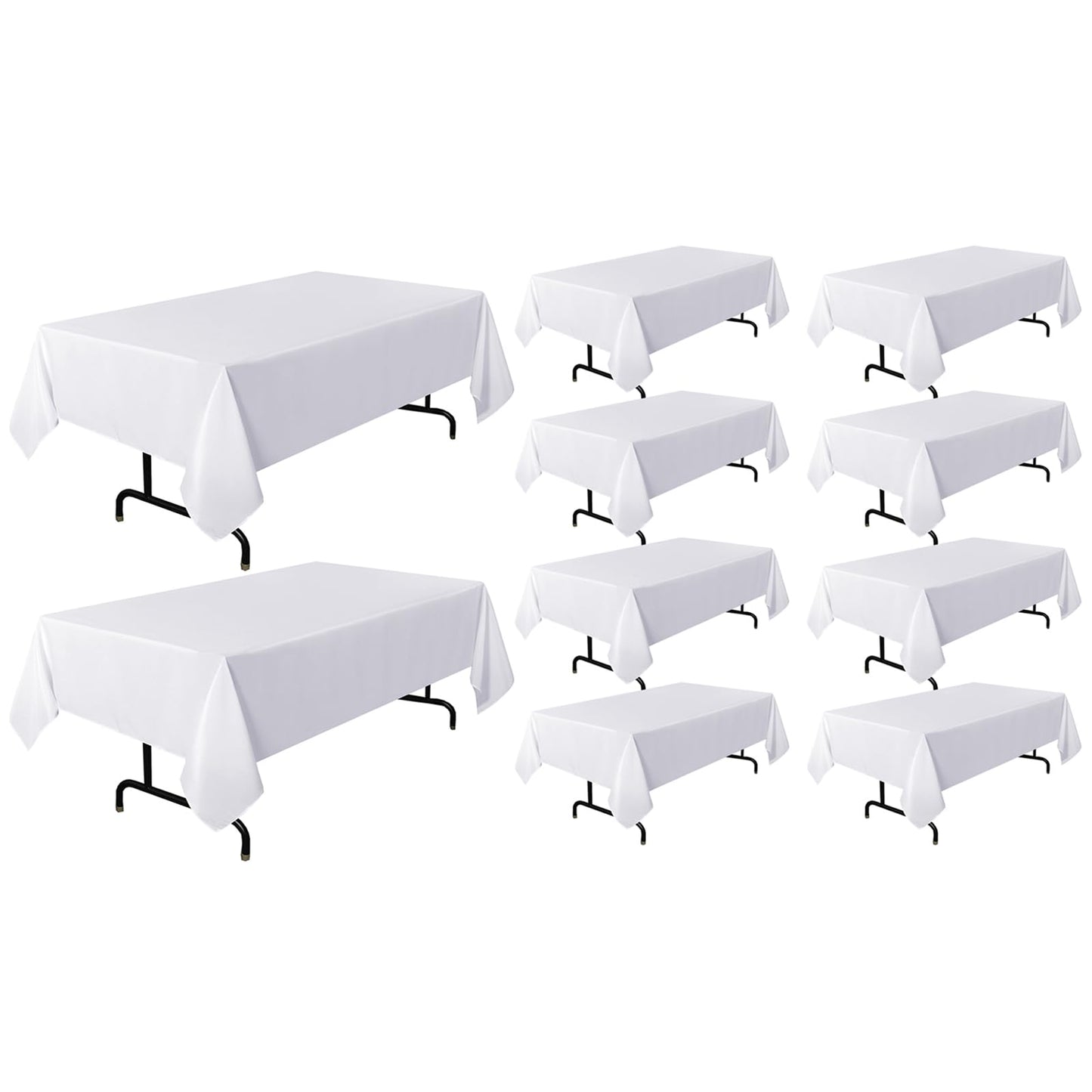 sancua 10 Pack White Tablecloth 60 x 102 Inch, Rectangle Table Cloth for 6 Feet Tables - Stain and Wrinkle Resistant Washable Polyester Table Cover for Dining Tables, Buffet Parties and Camping