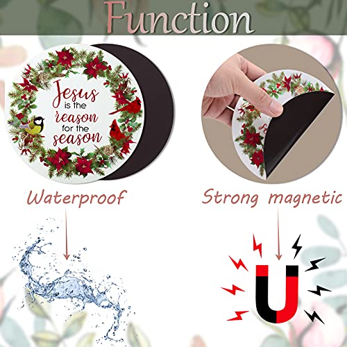 2 Pcs Christmas Car Magnets Decoration Jesus The Reason for The Season Wreath Reusable Car Magnetic Stickers Fun Garage Magnets for Door Refrigerator Fridge Mailbox Holiday Decor, 5.5 x 5.5 Inch