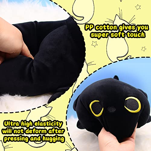 Black Cat Plush - 13inch Kawaii Black Cat Stuffed Animals, Cute Cat Plush Pillow Toy, Home Decor Christmas for Kids Boys Girls