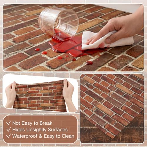 100 ft x 54 in Retro Red Brick Tablecloth Roll with Slide Cutter Box – COSINIA