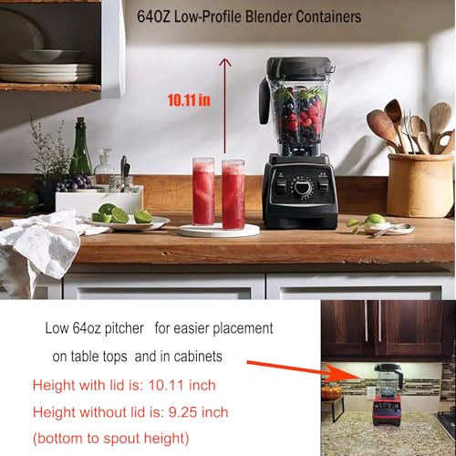 64oz Low-Profile Blender Pitcher Container Compatible with Vitamix Classic & Commercial Series
