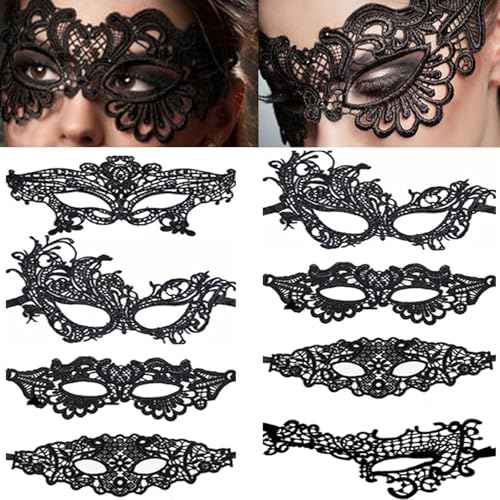 6 Sets Black Lace Eye Mask Women Party Masquerade Halloween Christmas Valentine Thememed Party Cosplay Festivals Decoration Accessories