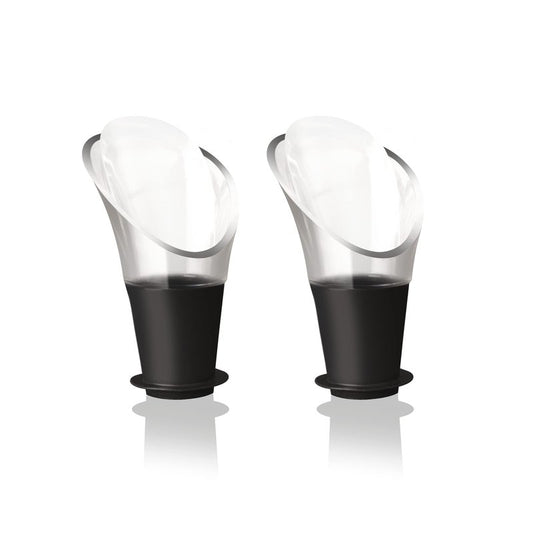 Vacu Vin Crystal Wine Server Set of 2 - Black, 5.5 x 7 x 1 inches