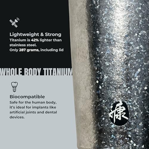 Titanium Travel Mug - Pure Titanium 16oz Double-Wall Insulated Coffee Tumbler with Lid - Natural Titanium