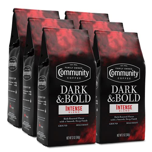 Dark & Bold Intense Blend Coffee - 12oz Pack of 6 Ground Coffee Bags
