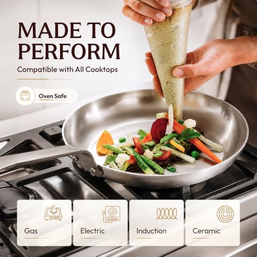 9.5-Inch Black Carbon Steel Frying Pan with Iron Handle - Natural Nonstick, Suitable for All Cooktops