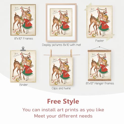 PLKMN Vintage Snowman Christmas Wall Art Print Set of 4, 8x10in Unframed