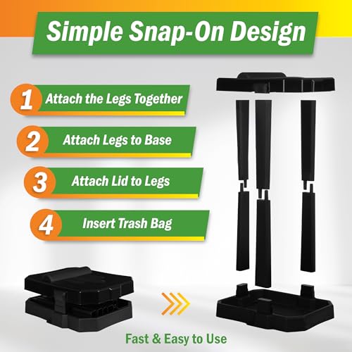 Wakeman Heavy Duty Black Trash Bag Portable Holder Stand with 7 Bags