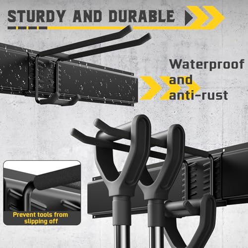96-Inch Garage Tool Organizer Wall Mount with 15 Adjustable Hooks, Heavy Duty Storage Rack