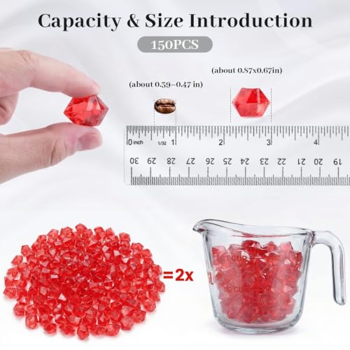 Red Fake Ice Rocks 150 pcs Acrylic Crystal Vase Fillers - DomeStar