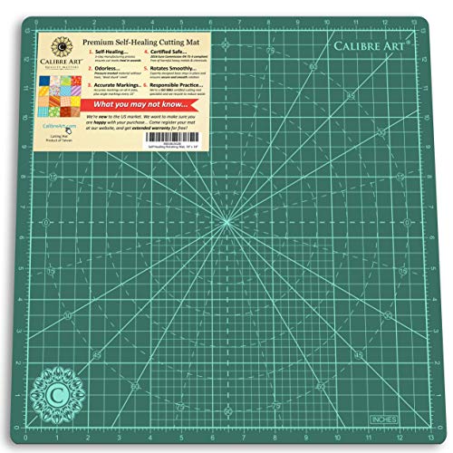 Calibre Art 14x14 Green Rotating Self-Healing Cutting Mat with Grid for Quilting