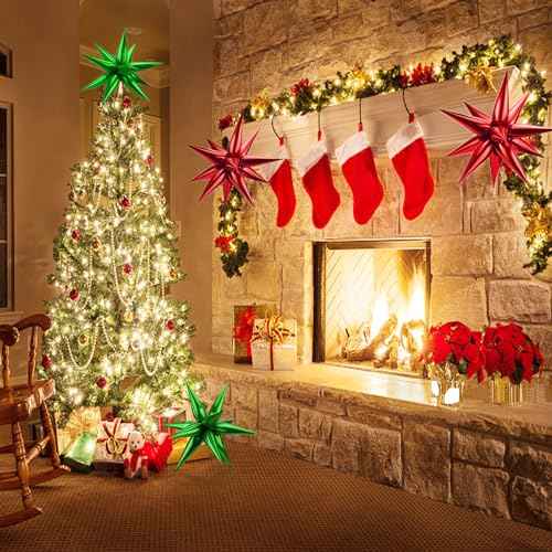 Moukiween 60 PCS Green Star Balloons, 12 Point Cone Explosion Star Foil Balloons for Christmas, Birthday, Wedding, St. Patrick's, Safari Jungle Decorations (Green)