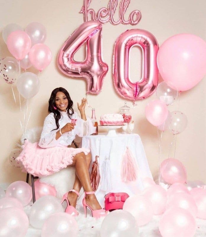 Number Balloons 40 - 40 Inch Pastel Pink Foil Decorations for 40th Birthday & Engagement Celebrations