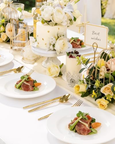 Quatish 120-Piece White Disposable Plastic Plates Set for Parties & Weddings