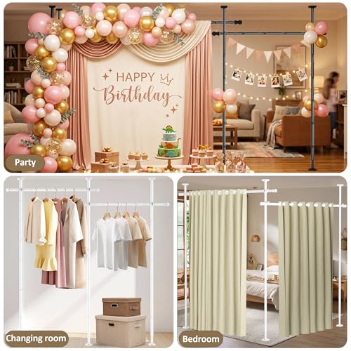 Black Extra Long Room Divider Curtain Rod No Drilling Adjustable 235in
