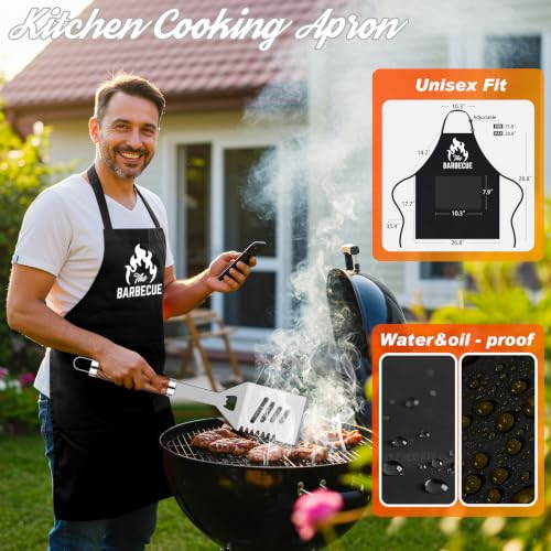 Romanticist 26-Piece BBQ Grill Set with Apron & Thermometer - Brown