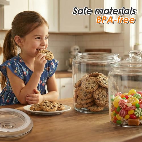 Masthome 2-Pack 1 Gallon Glass Cookie Jars Set of 2, Airtight Food Storage Canisters