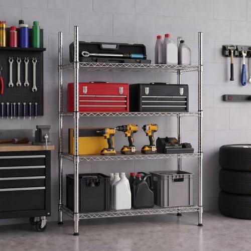 Sliver 74-Inch Wire Shelving Posts with 50 Clips - Chrome Steel, 4 Pack