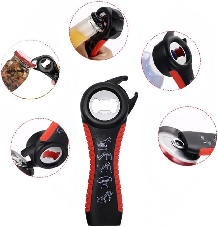 Skiennix 6-in-1 Multi-Function Can Opener Set - Non-Slip Grip Jar & Bottle Opener for Seniors