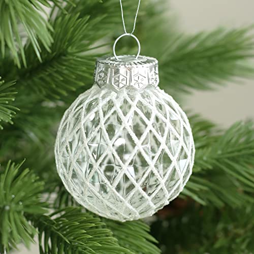 JIALEIXI 25Pcs Christmas Ornaments Set Red/Green/White - 2.36in Shatterproof Plastic Ball Decorations