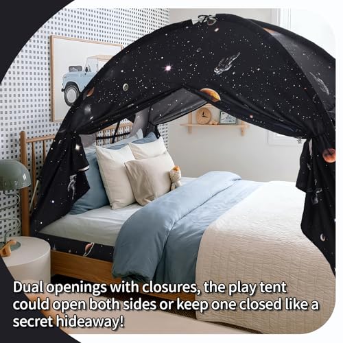 Sherilyn Twin Galaxy Bed Canopy Tent for Kids Indoor Sleep & Play, Space Galaxy Design