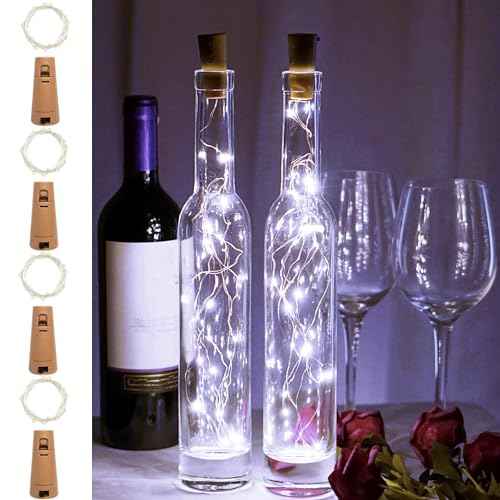 Wine Bottle Lights 20 LEDs Cork Lights Waterproof Battery (Included) Operated Fairy Mini String Lights for DIY Jar Indoor Bedroom Party Wedding Christmas Decor Pack of 4(Cool White)