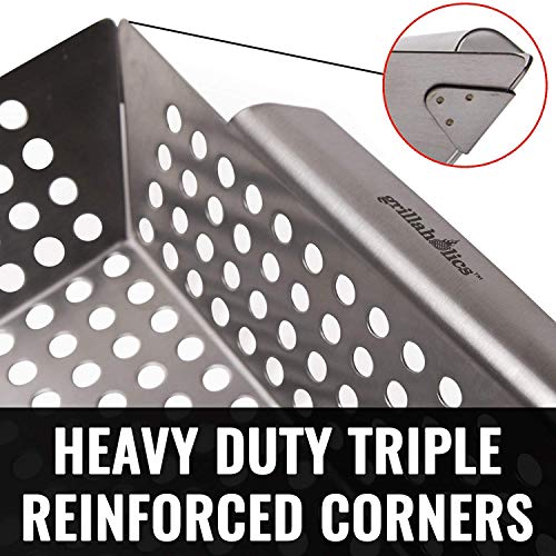 Large Vegetable Grill Basket for Outdoor Cooking - Heavy-Duty Stainless Steel