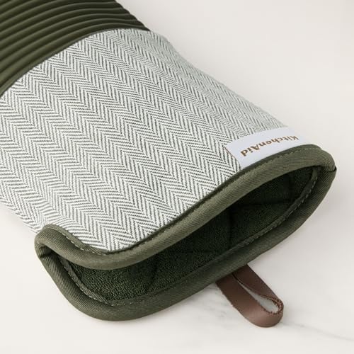 Silicone Oven Mitts 2-Pack - Heat Resistant Up to 500°F, Waterproof & Non-Slip, Green