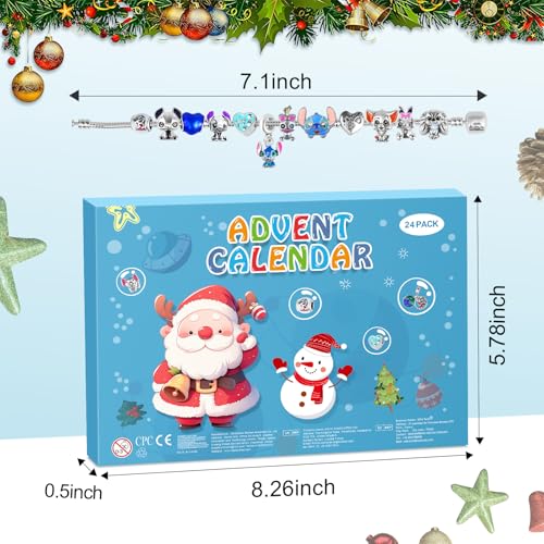 iMiibel Advent Calendar 2026 Kids Gift Set: 24 Day Countdown with 2 Bracelets & 22 DIY Charm Beads (Blue)