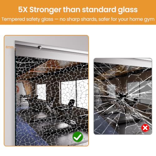 Yarnuwa 3-Pack Wall-Mounted Gym Mirrors 56x16 Inches for Fitness Studio