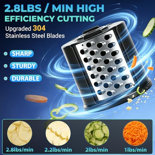 Electric Cheese Grater 5-in-1 Stainless Steel 800W with Black & Silver Finish