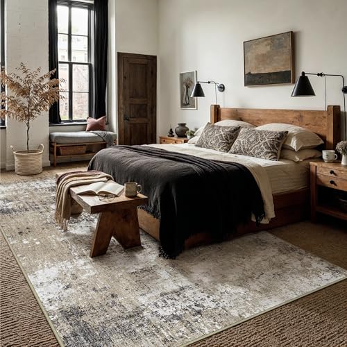 PureCozy Brown Area Rug 8x10 Modern Abstract