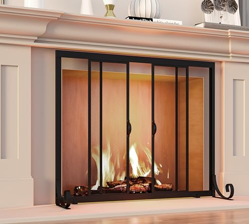 Fire Beauty Sliding Wrought Iron Fireplace Hearth Screen 37.8 x 30.7 Inch Variation of THIS listing