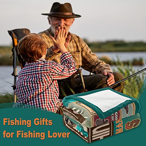 Ryubein Fishing Blanket 60x80 in - Green | Cozy 100% Polyester Outdoor Vacation Throw