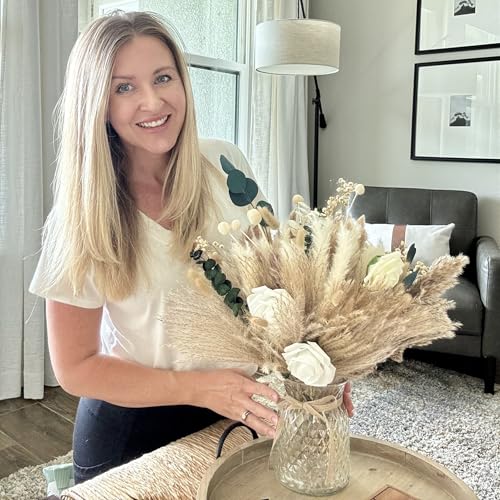 Artificial Flowers in Vase Pampas Bouquet - Dining Table Centerpiece