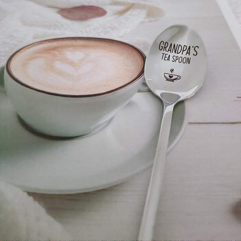 Grandpa's Tea Spoon - Engraved Stainless Steel Gift from Grandkids, Father's Day & Christmas Gift for Grandpa