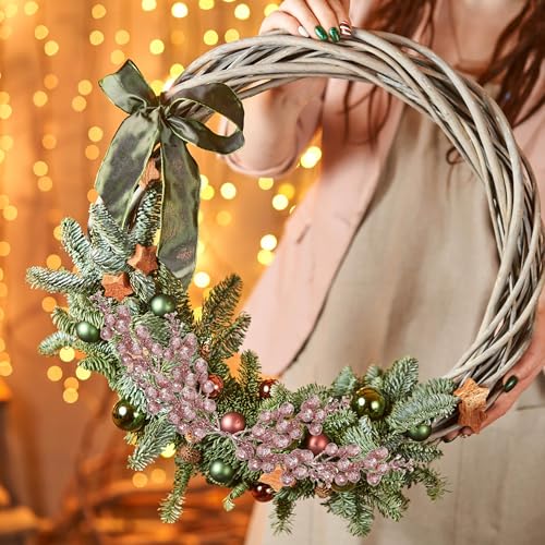 Palonu 36 Pcs Christmas Glitter Berries Stems,8.5 Inch Artificial Christmas Picks for Christmas Tree Ornaments for DIY Xmas Wreath Crafts Gifts Holiday Home Decor (Rose Gold)