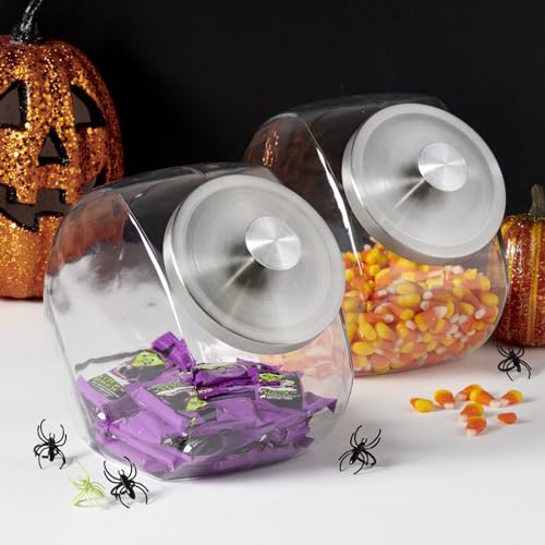 Penny Candy Jar Set - 2 Gallon Glass Jars with Metal Lids for Pantry Storage