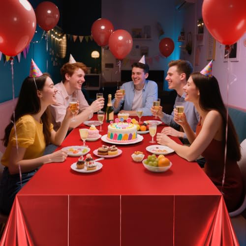 1 Pack Red Metallic Matte Tablecloth 40 x 108 in - Just Shimmer Rectangular