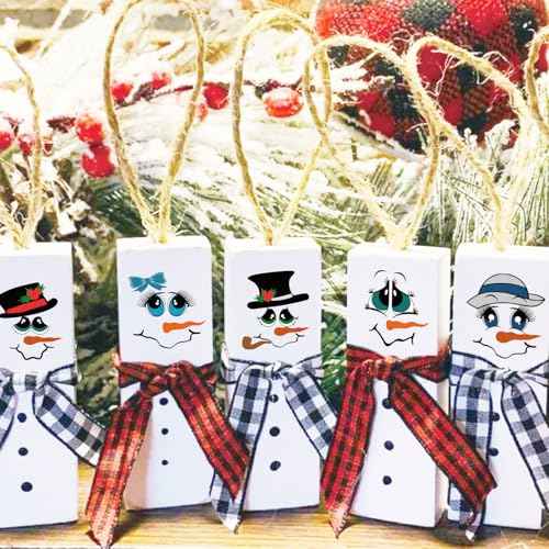 60 Pcs Christmas Face Stickers for Crafts Small 2 inch Vinyl Rub on Transfers UV Snowman Faces Pitcher Decals for Ornaments Glass Drinking Cups Wood Bowl Decorations Balls Party Supplies (snow60)