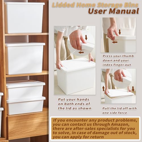 White 4-Pack 27 Quart Stackable Storage Bins with Lids & Handles
