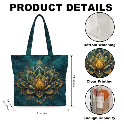 YRZGBNM Multicolor Bird Gifts Canvas Tote Bag with Zipper Inner Pocket - 16x13in Reusable Shopping