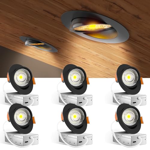 Amico 4 Inch Black Recessed LED Ceiling Light, 5 CCT Gimbal Adjustable Spotlight