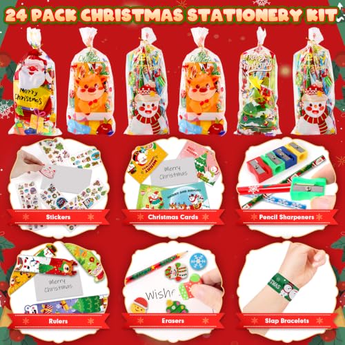 Christmas Party Favor Set for Kids - 24 Pack Holiday Stationery & Toys