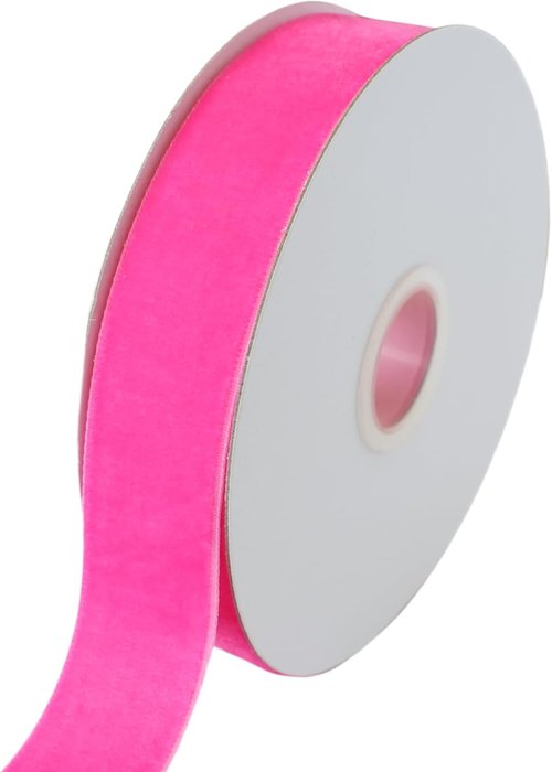 Abbaoww Hot Pink Velvet Ribbon - 10 Yards, 1 Inch Wide for Gift Wrapping & DIY Bow Making